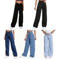 thumbnail image 6 of Wide Leg Jeans for Women Casual High Waisted Strechy Straight Leg Loose Tummy Control Denim Pants with Pocket, 6 of 6