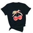 thumbnail image 2 of Rezuofi 2 Pcs Women's Graphic Vintage Tees Cherry Bow Letter Print Round Neck T Shirt Casual Summer Short Sleeve Trendy Tops, 2 of 5
