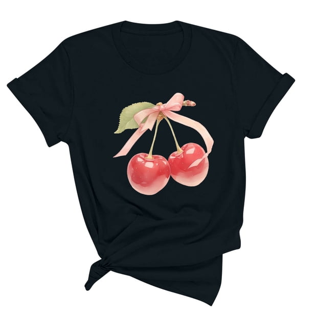 Blusas de Manga Corta para las Mujeres Divertida Impresión Cuello Redondo Camiseta Vintage, Blusas de Primavera para las Mujeres