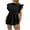 Black, variant on Women's Trendy Tops Summer Mock Neck Ruffle Sleeve Pleated Babydoll Shirts Casual Loose Solid Color Tank Top (XS, Black)