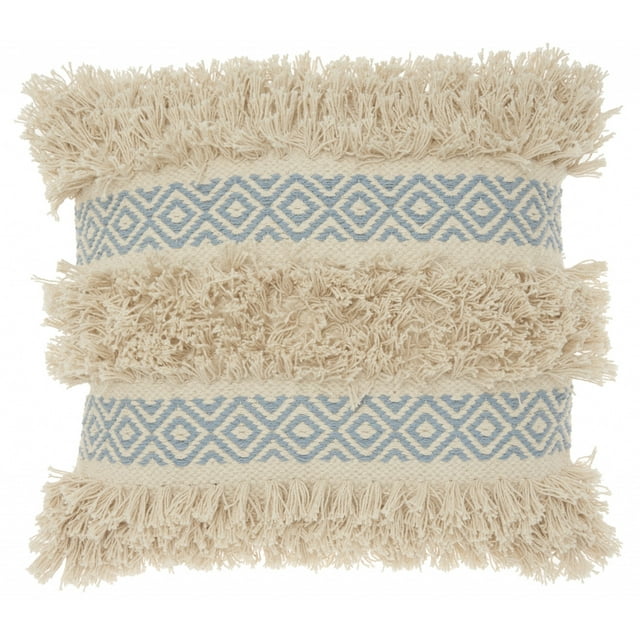 homeroots Décoration Intérieure 386079 Coussin Décoratif Bleu à Motif de Losanges