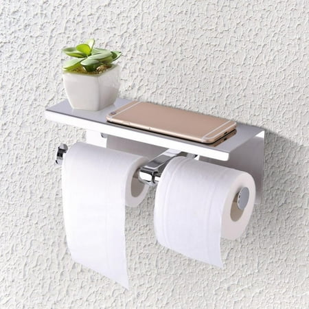 TOPINCN Stainless Steel toilet paper holder,toilet paper holder ,Wall Mounted SUS 304 Stainless Steel Double Roll Toilet Paper Holder, Dual Paper Tissue Roll