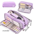 thumbnail image 2 of Large Capacity Pencil Case 4 Compartments, Expandable Multi-Layer Stationery Organizer Bag with Slots for Students School Office Art Supplies, Oxford Cloth Purple, 2 of 5
