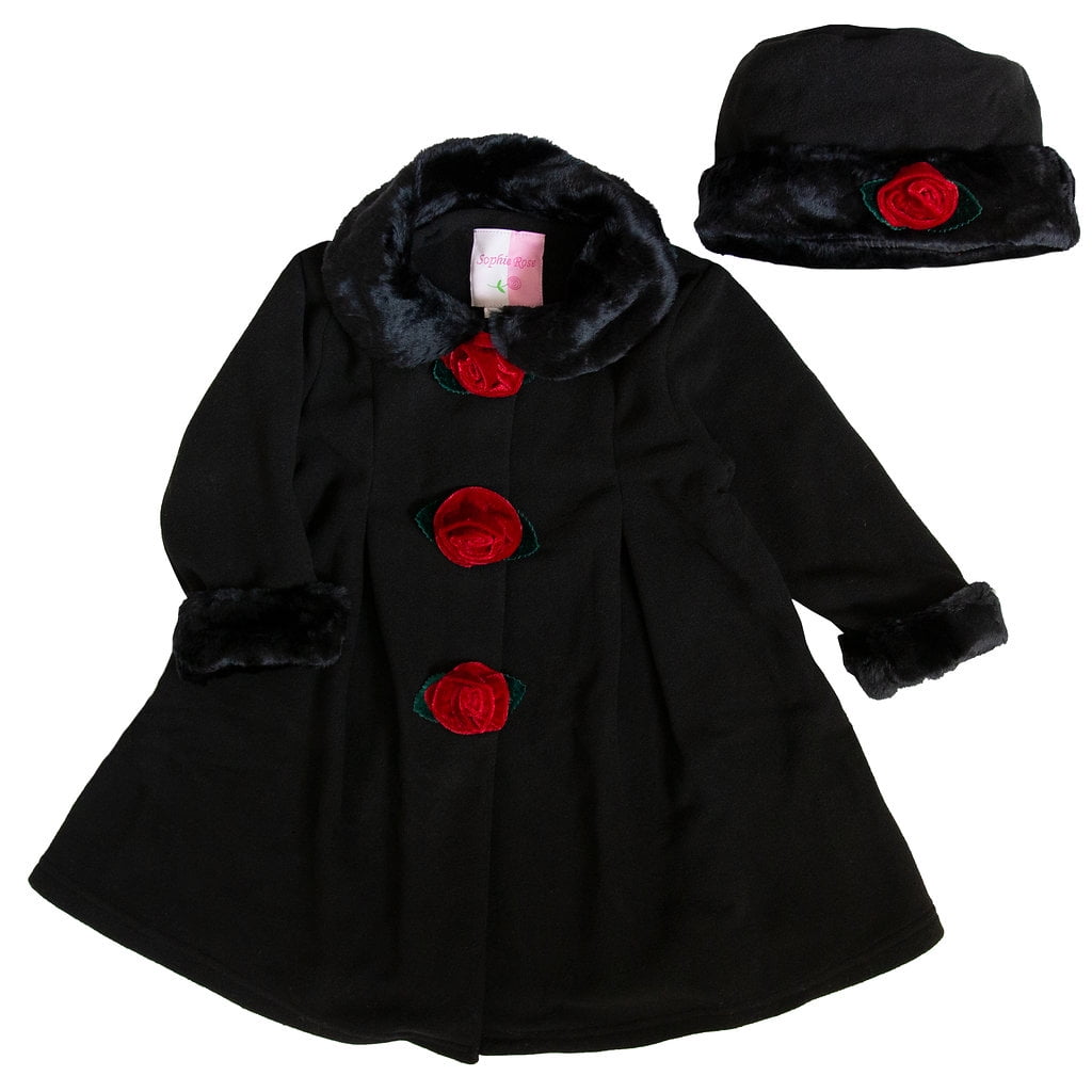 Good Lad Infant Girl Burgundy Hooded Fleece Coat with Toggles