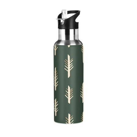 

Yayeee 20oz Double Wall Stainless Steel Water Bottle with Flip Straw Beige Plants