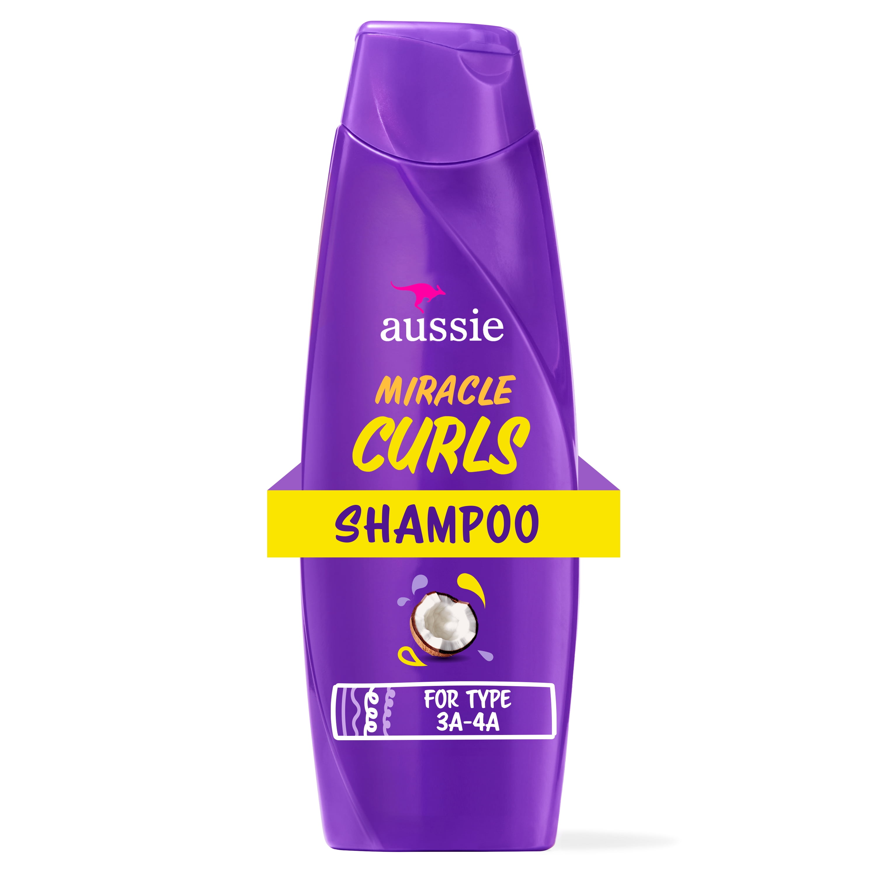 (6 pack) Aussie Miracle Curls Shampoo, Coconut & Jojoba Oil, Paraben Free, for Curly Hair, 12.1 fl oz