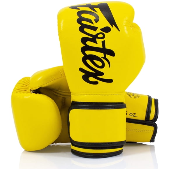 Guantes de boxeo Fairtex BGV14 de microfibra para muay thai para niños, color amarillo