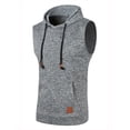 thumbnail image 5 of Raenseen Men Workout Hooded Hoodies Sleeveless Gym Workout Tank Tops with Pocket Bodybuilding Muscle Gray XL, 5 of 7