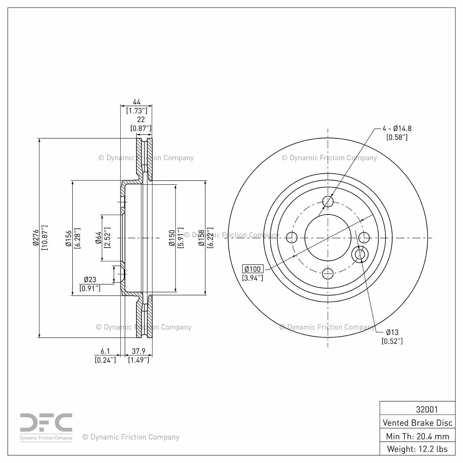 Front Dynamic Friction Company GEOSPEC Coated Brake Rotor 604-32001 (1)