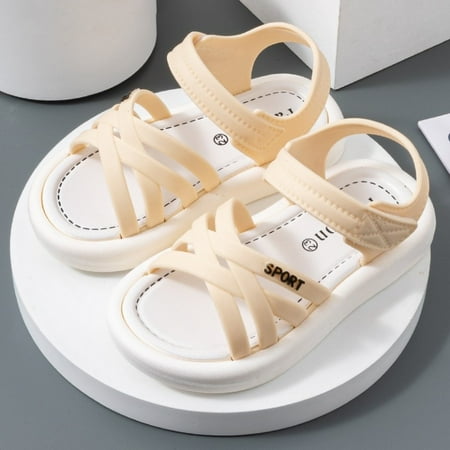 

Toddler Girls Casual Non-slip Sandals For Summer Baby Children Hook And Loop Fastener Crossed Strap Velcro Beach Shoes