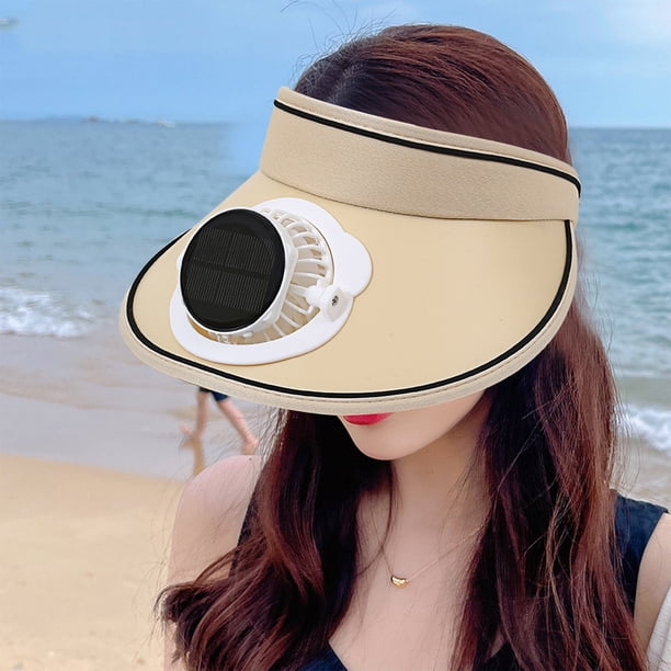 CaiYueKe Solar Powered Fan Hat with Wide Brim Sun Hat UPF Sun Protection Outdoor Hat for Men Women USB Charging Summer Hiking Fishing Beach Hat Breathable Adjustable Sun Shade Cap