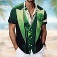 thumbnail image 4 of Fnnxeal Mens St. Patrick's Day Button Down Shirt Faux Vest Print Four Leaf Clover Shamrock Green Black Relaxed Fit Stretch 95 Polyester 5 Spandex,Size 3XL, 4 of 6