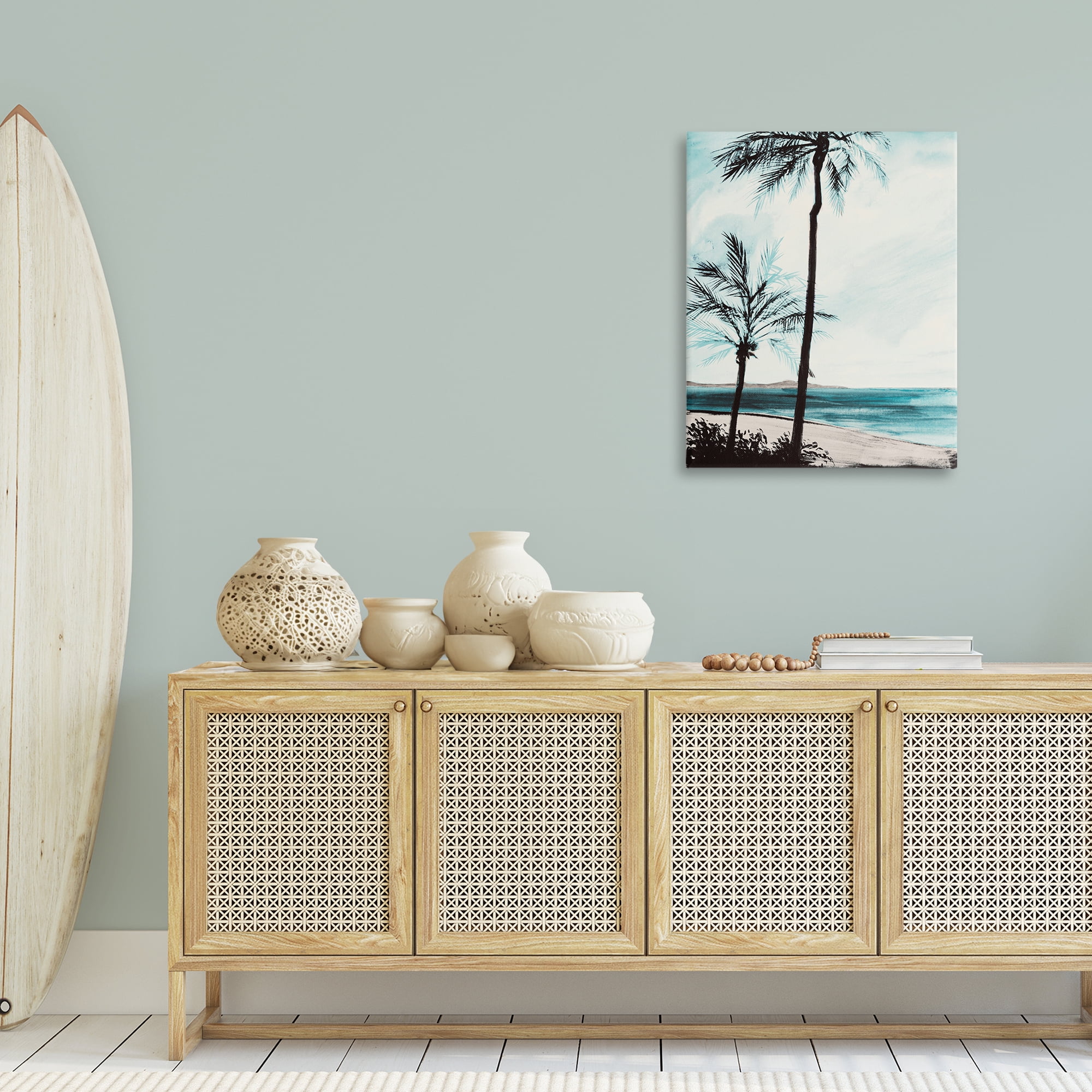 Stupell Industries Beach Palm Silhouettes Coastal Painting Gallery Wrapped Canvas Art Print Wall Art, 24 x 30