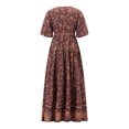 thumbnail image 7 of Lnzyyephy Women's Summer Long Beach Dress Short Sleeve Deep V Neck Boho Floral Party Dress, 7 of 7