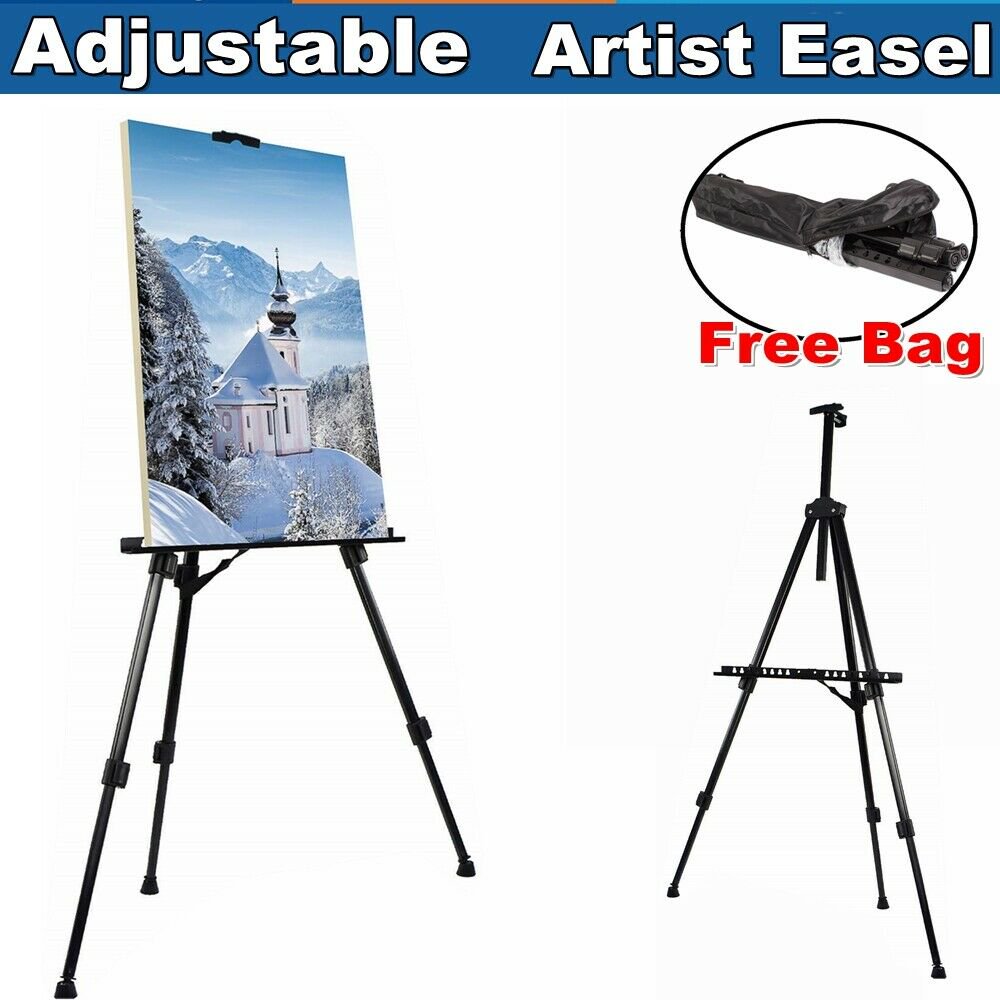 Display Easel Stand, Aluminum Metal Tripod Art Easel Adjustable Height