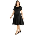 thumbnail image 2 of Women’s Plus Size Short Sleeve Midi Skater Dress With Pockets, 2 of 3