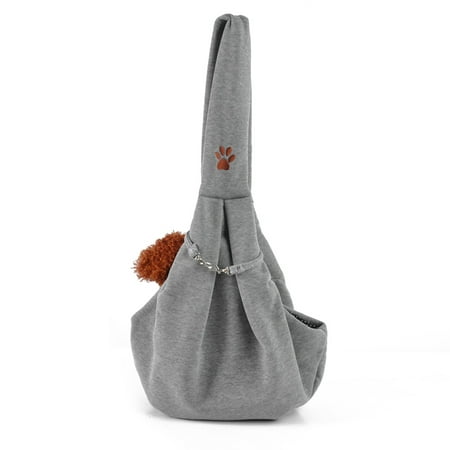 Small Open Pet Tote - Hands-free Small Dog Cat Sling Carrier Bag Travel Pets Tote Soft Pupppy Kitty Rabbit Pouch Shoulder Bag (Grey)