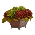 thumbnail image 3 of Nearly Natural Hydrangea & Artichokes Artificial Arrangement in Metal Planter, 3 of 3