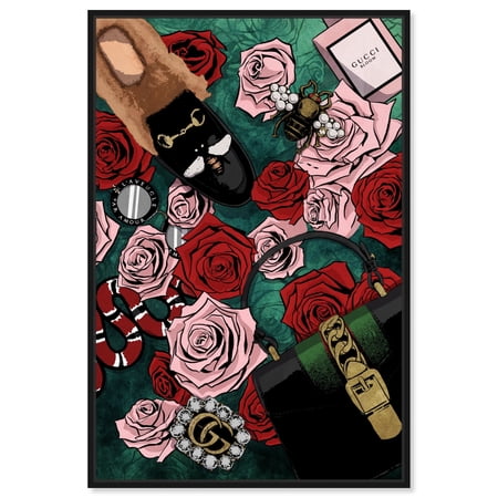Lush Garden of Glam Canvas Fashion Illustration by Art Remedy, Black Frame, 10" x 15"