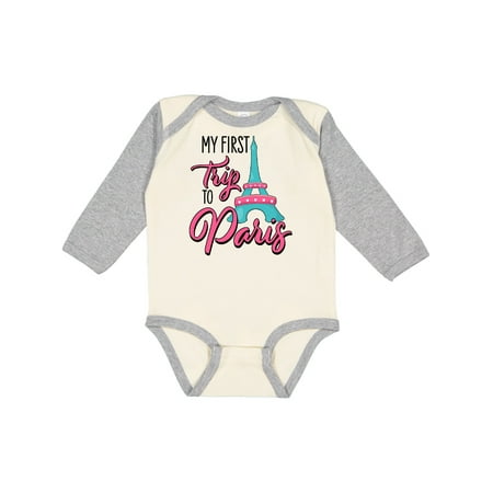 

Inktastic My First Trip to Paris Gift Baby Boy or Baby Girl Long Sleeve Bodysuit