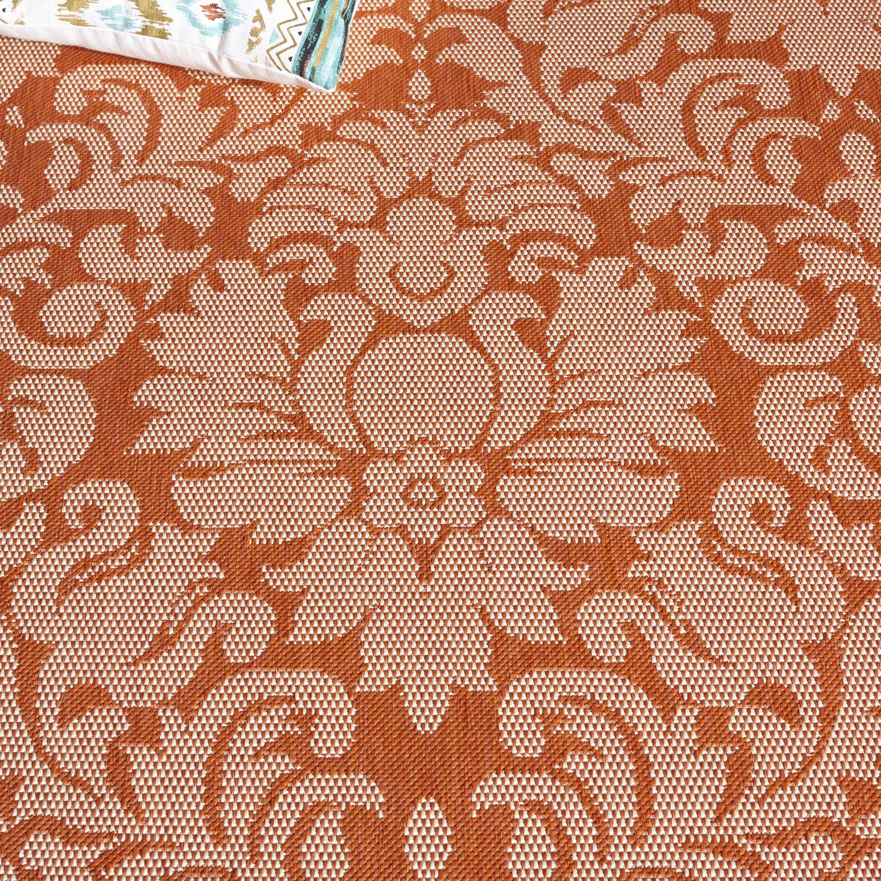 Safavieh Courtyard Dani Bordered Indoor/Outdoor Area Rug, Terracotta/Natural, 6'7" x 6'7" Round