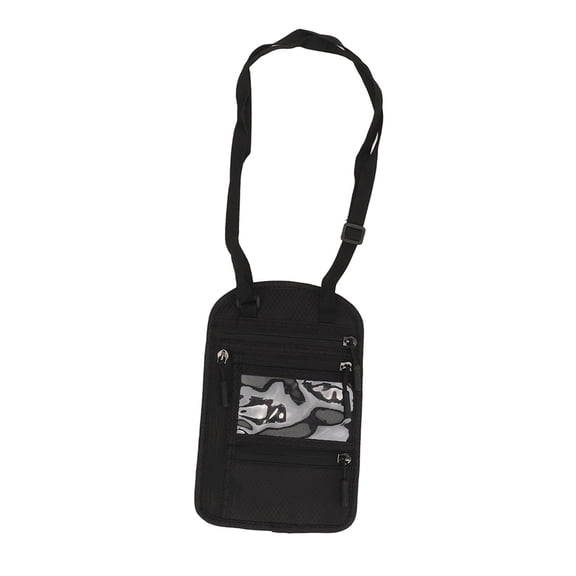 Xirurus Waterproof Nylon Passport Neck Wallet – Dual Carry, Anti‑Theft, Layered Storage, Black