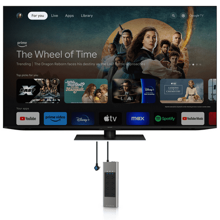 SHARP 4T-C65FV1U 65 Inch Class AQUOS XLED 4K Ultra HD Mini LED Google TV with Austere 5S-PS8-US1 V-Series 8-Outlet Power w/Omniport USB (2024)