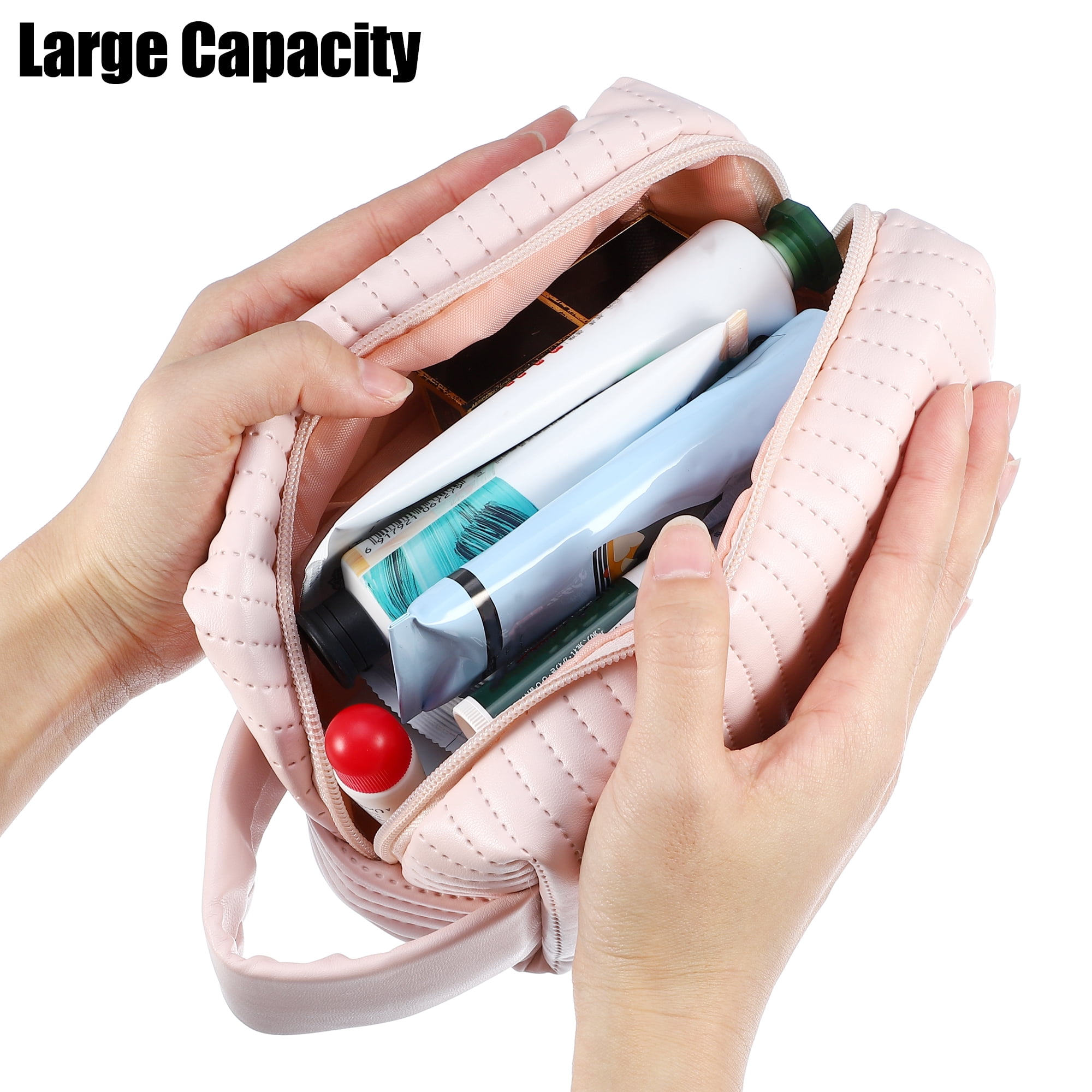 Unique Bargains Floral Makeup Bag Zipper Flower Cosmetic Pouch Pink