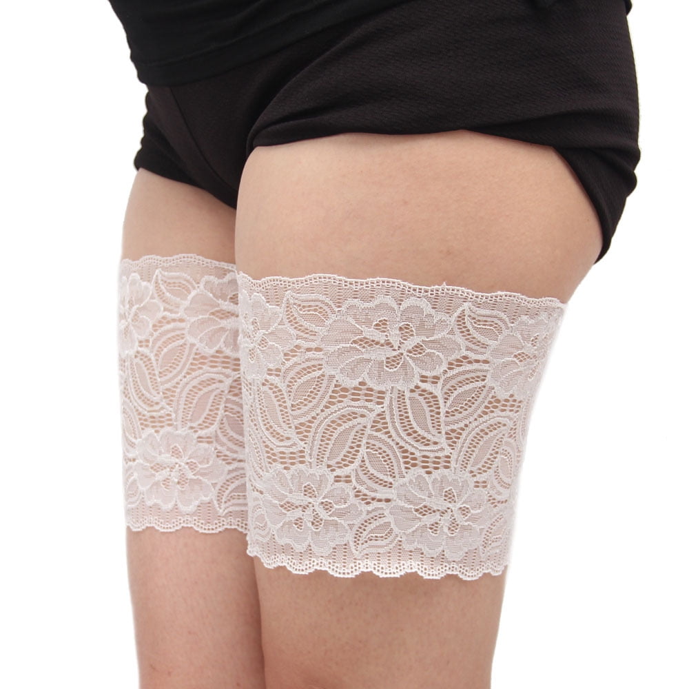 Kyerivs Anti Rubbing and Chafing Thigh Sock Band Elastic Lace Thigh Bands with Anti Slip Silicone