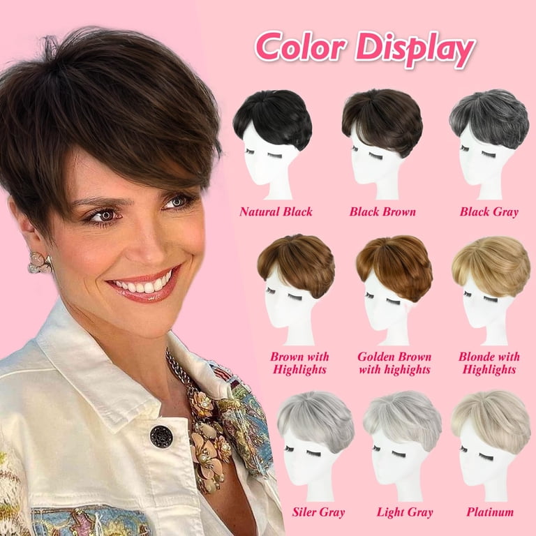 Pixie Cut Hair Toppers for Women Short Siler Gray Hair  display picture 3