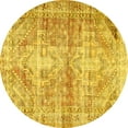 thumbnail image 1 of Ahgly Company Machine Washable Indoor Round Persian Yellow Traditional Area Rugs, 7' Round, 1 of 4