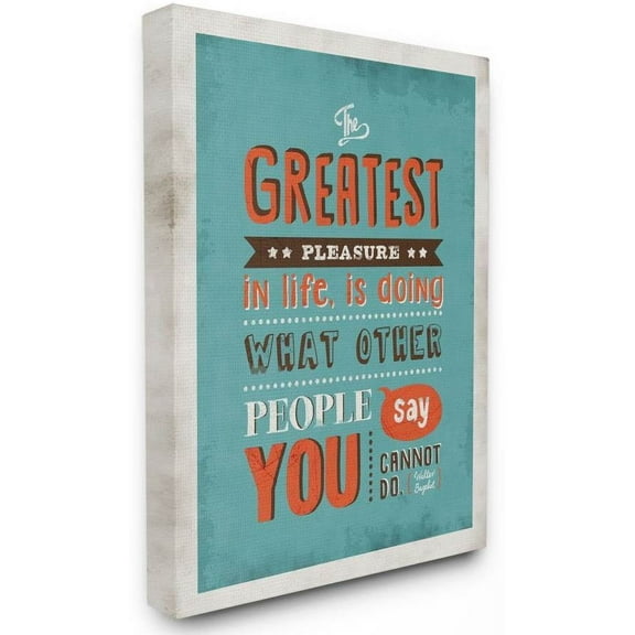 Stupell Industries The Greatest Pleasure Inspirational Vintage Comic Book Blue Design Canvas Wall Art by Ester Kay