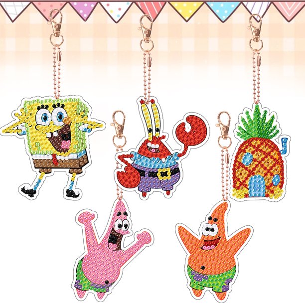Cuadros Decorativos 5D Diamond Art Key Rings Art Craft DIY Regalos de dibujos animados de doble cara (B21) Wdftyju embutido en tela