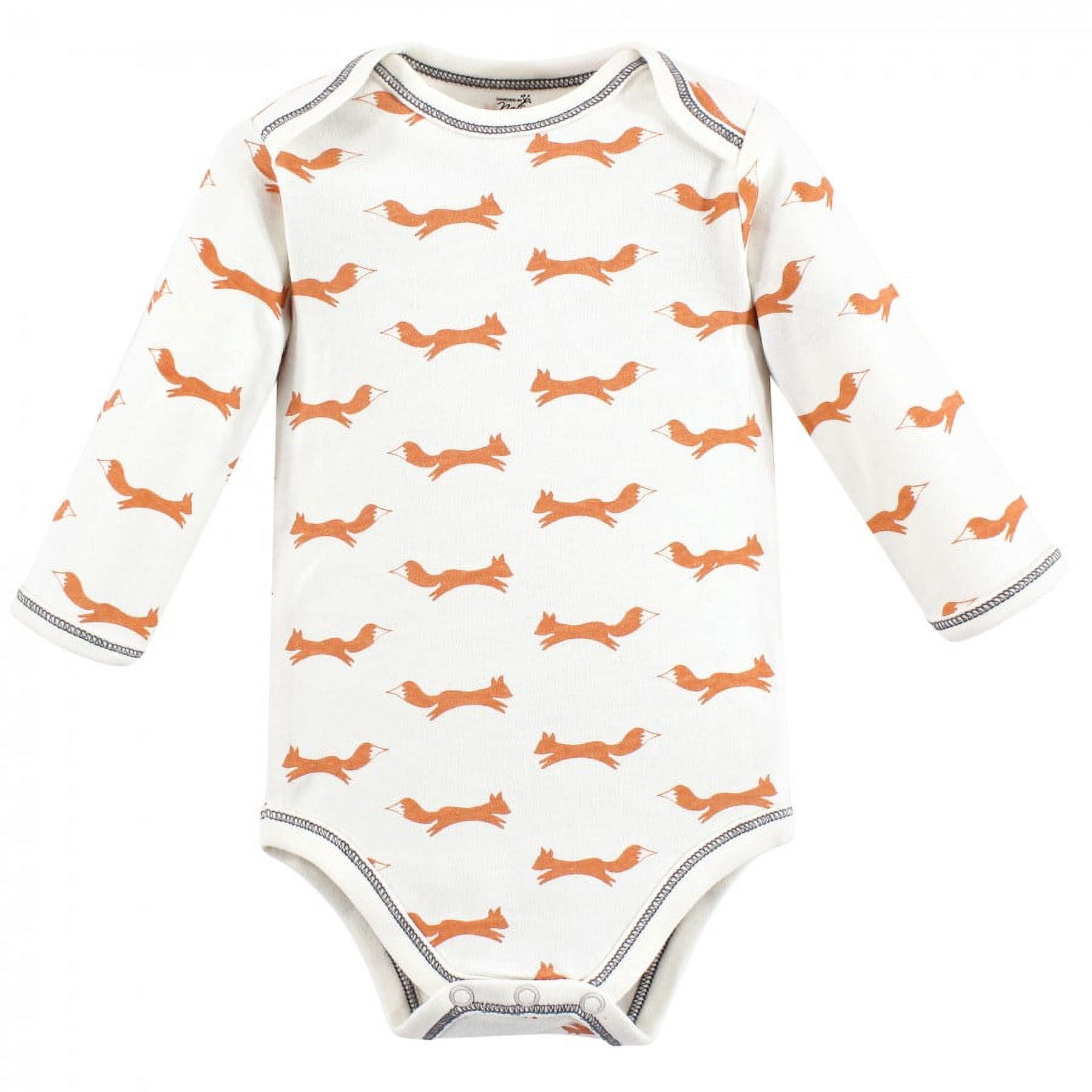 Touched by Nature Baby Boy Organic Cotton Long-Sleeve Bodysuits 3pk, Fox, 3-6 Months