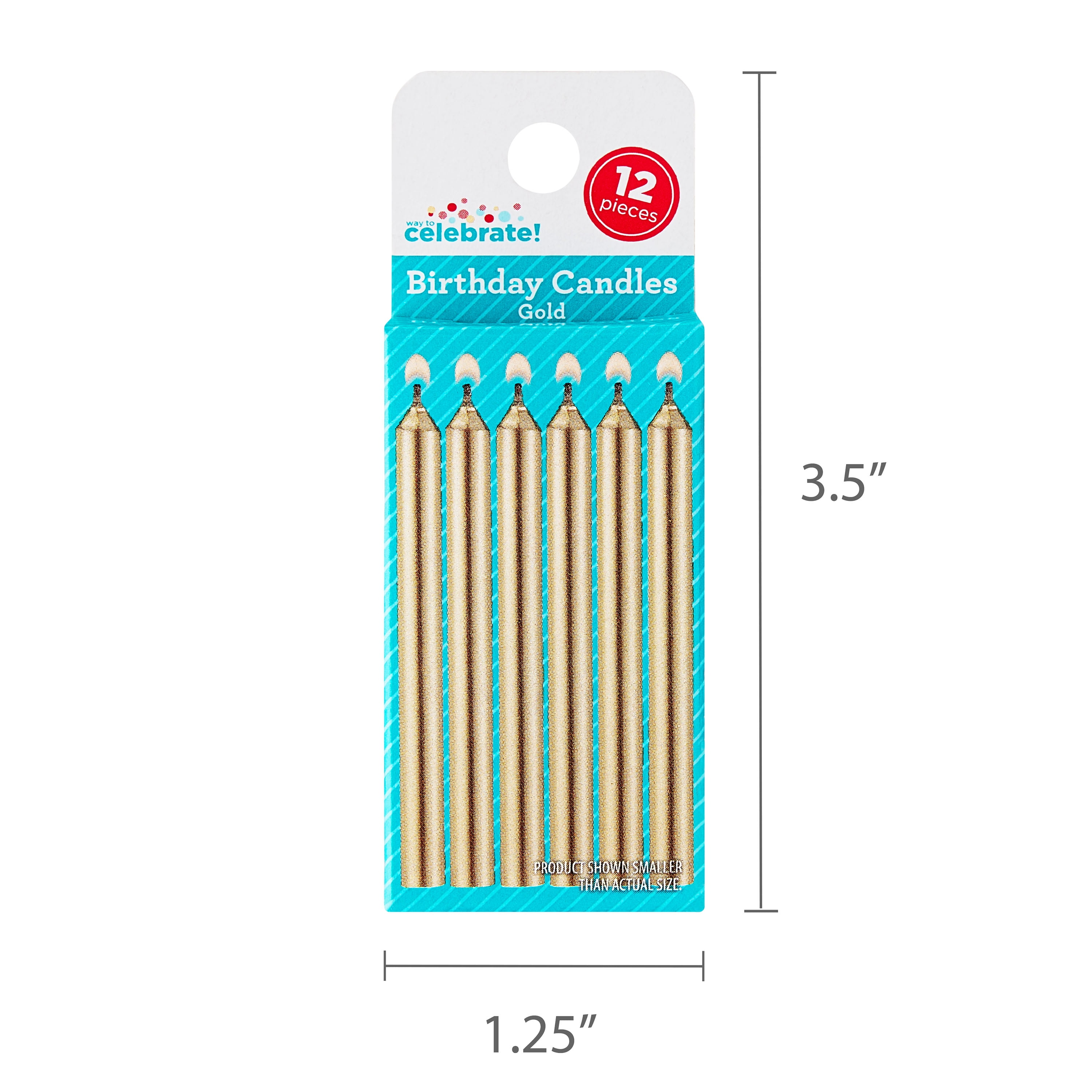 (6 pack) Gold Metallic Birthday Candles, 12 Count, by Way To Celebrate