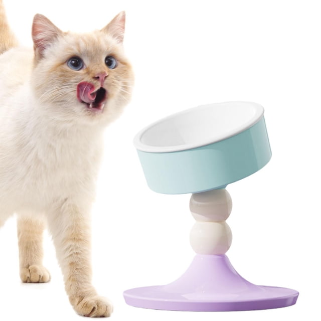 Cuenco para gatos, cuenco para agua, comedero para gatos, plato de comida inclinado, altura y ángulo ajustables para cachorros, hámsteres, azul violeta