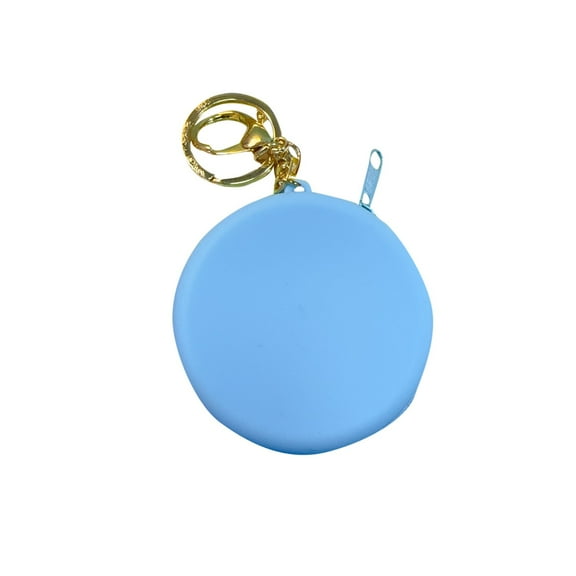 Xfvqtps Coin Purse Casual Portable New Exquisite Solid Color Zipper Silica Gel Rotundity Mini Wallet Blue
