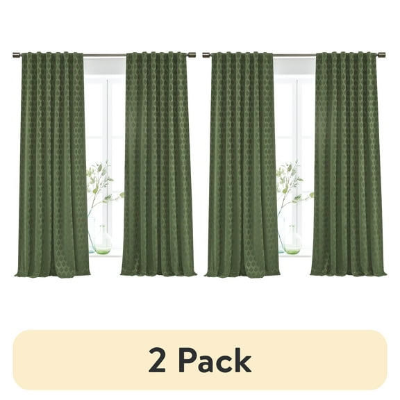 (2 pack) Better Homes & Gardens Jacquard Velvet Blackout Curtain Rod Pocket/Back Tab Indoor Single Panel, Sea Turtle, 50" W x 108" L, Adult