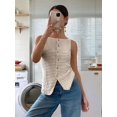 thumbnail image 4 of Womens Button Down Tank Top Summer Sleeveless Square Neck Going Out Tops Casual Cropped Vest XL, 4 of 5