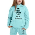 thumbnail image 4 of Big Girls Winter Outfits 2 Piece Hoodie Jogger Set Casual Letter Print Pullover With Pants Outfit Clothing Sky Blue Size 8-9T, 4 of 4
