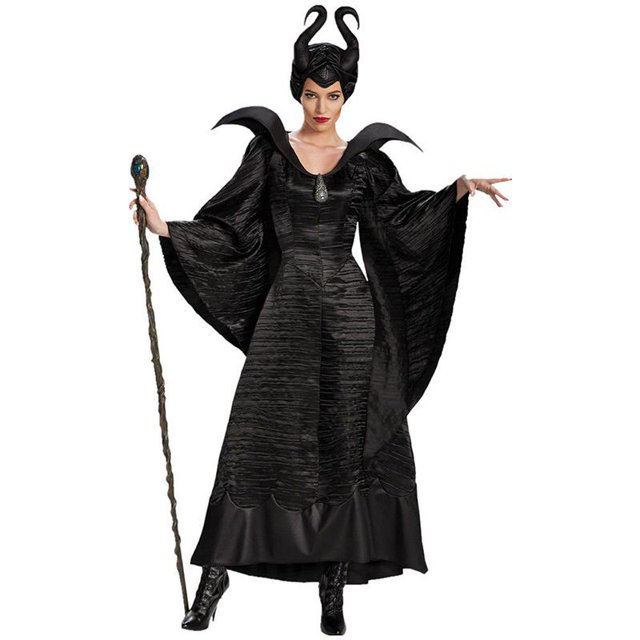 Evil Queen Maléfica Bruja Adulto Maxi Vestido De Halloween Cosplay Disfraces Fantasía