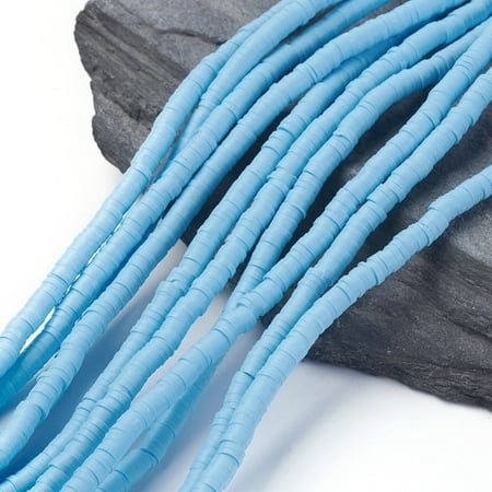 10strands Handmade Polymer Clay Beads Disc/Flat Round Heishi Beads Light Sky Blue 4x1mm Hole: 1mm about 380~400pcs/strand 17.7 inch