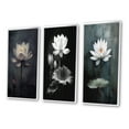thumbnail image 3 of Designart "Monochrome Lotus Symphony in Grey III" Floral Framed Wall Art Set Of 3 - Grey Floral Frame Gallery Set For Office Decor, 3 of 7