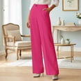 thumbnail image 4 of Gpoecd Pantalon Grande Taille pour Femmes Taille Haute Jambe Droite Fluide Drapé Confortable Tenue de Bureau Décontractée Bas à Jambe Grand avec Poches Pantalon à Jambe Grand Femmes Rose,G, 4 of 7