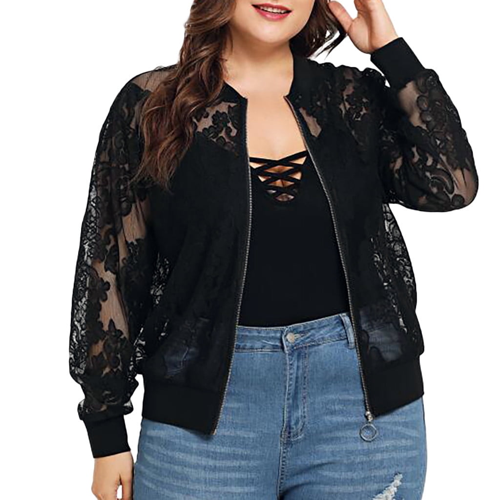 Lace Long Sleeve Jacket Women Cardigan Tops Blouse Cover Up Shawl Cape Plus Size 