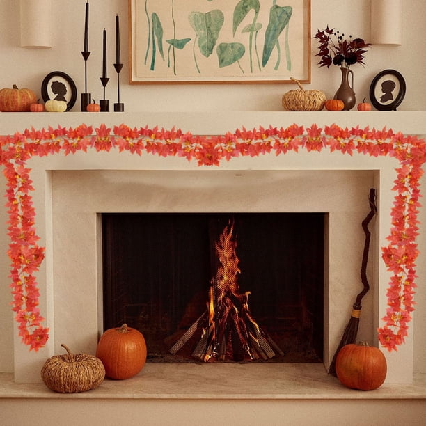 Decoraciones de Halloween con hojas de arce simuladas, plantas verdes de imitación para Halloween, bar, hogar, jardín, etc.