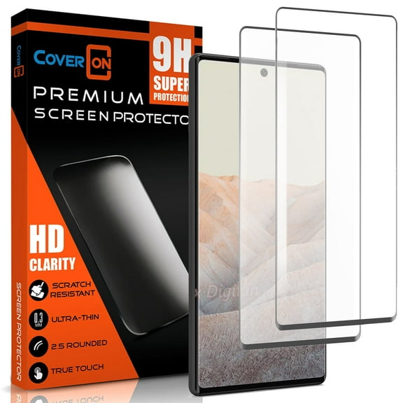 CoverON 2pcs Pack For Google Pixel 6 Pro Screen Protector Curve Tempered Glass - 98% full Coverage 9H Scratch Resistant - HD Clear