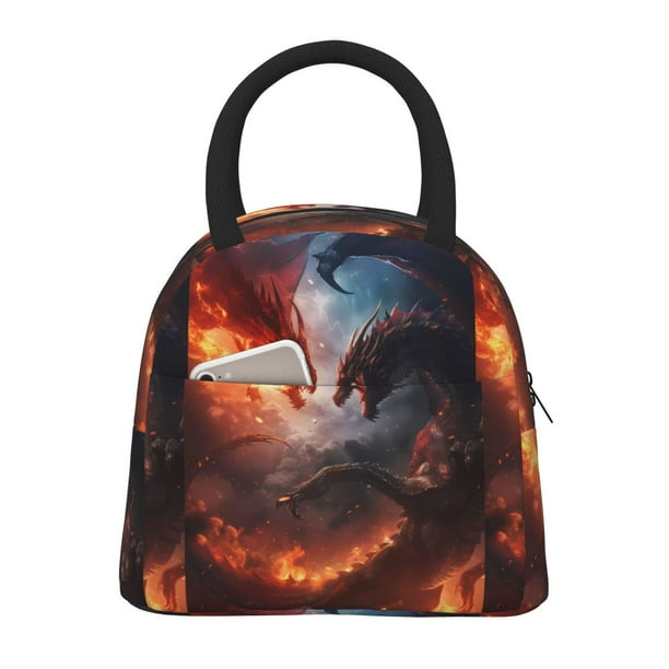 Fotbe Fire Sky Dragon Bolsa de Almuerzo con Estampado, Lonchera Aislada, Contenedor de Comida Reutilizable Tipo Cooler a Prueba de Fugas
