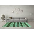 thumbnail image 3 of Ahgly Company Machine Washable Indoor Square Abstract Turquoise Blue Modern Area Rugs, 7' Square, 3 of 4