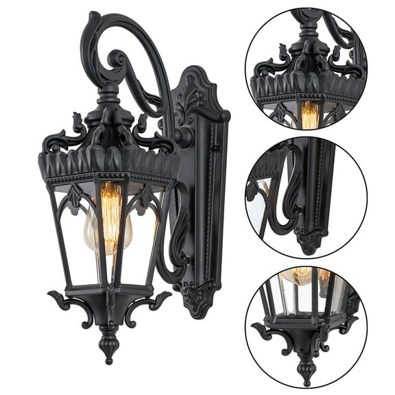 C Cattleya 1-Light Outdoor Wall Sconce Die-cast Aluminum and Tempered Glass- Matte Black